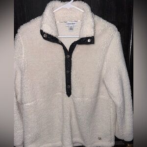 Calvin Klein- Soft cropped partial button sweater